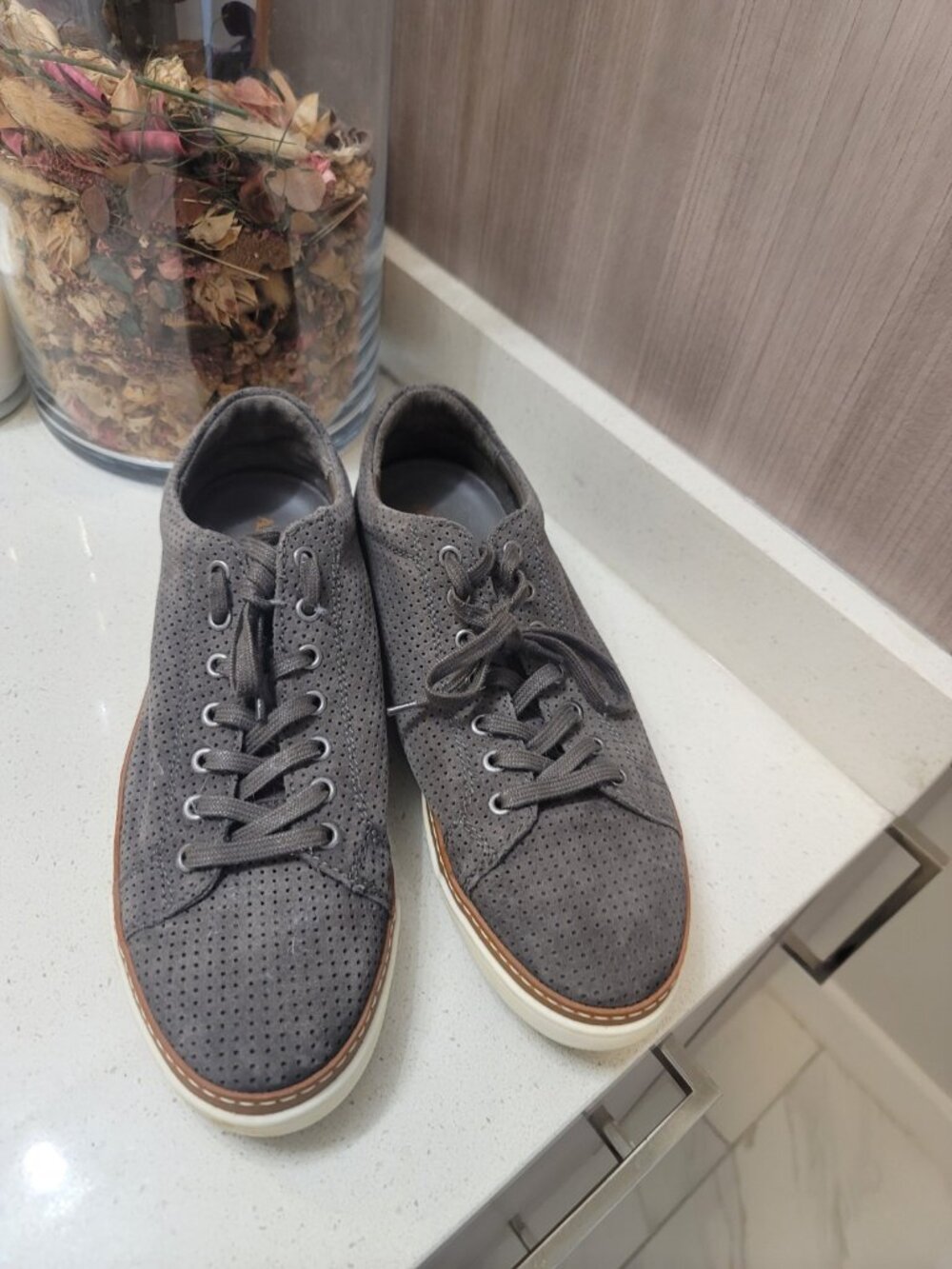 Men's Grey Perforated Casual Sneakers
